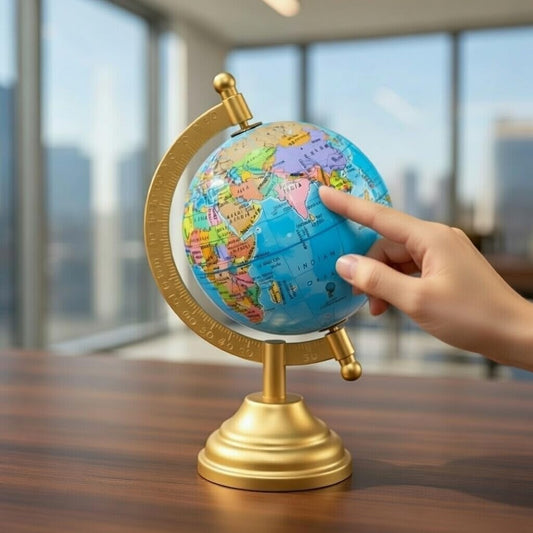 Globe Desk Organizer & Educational World Globe Premium Rotating Geographic Globe for Home, Office, Study Table, Classroom, Kids Learning & Decorative Display