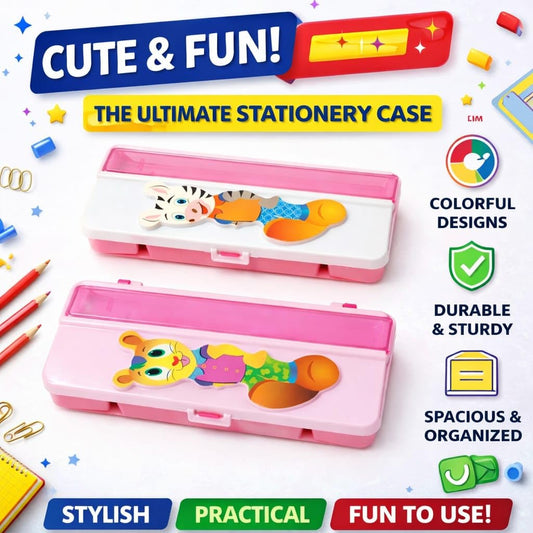 Premium Pencil Box for Kids, Durable School Stationery Organizer with Spacious Compartments, Lightweight Design, Secure Closure, Attractive Colors, Easy to Carry, Ideal for Students, Office Use, Art Supplies, Travel, Classroom, Storage, Multipurpose Case