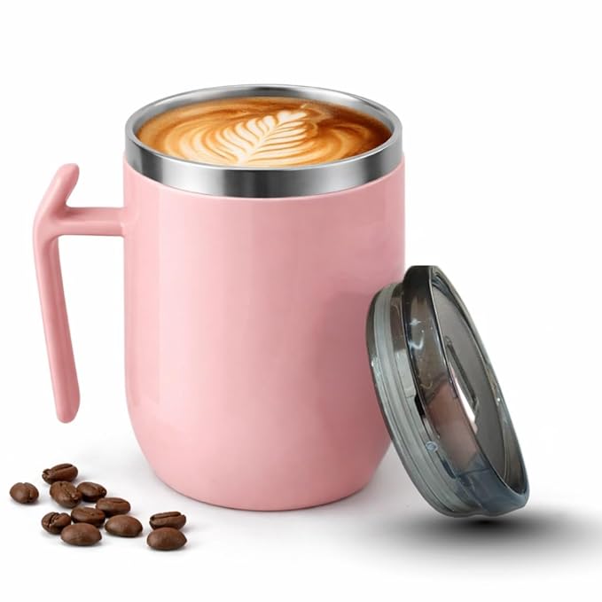 Stainless Steel Coffee Mug with Leakproof Lid, Double Wall Insulation, Reusable Hot and Cold Beverages, Lightweight and Easy to Clean, Ideal for Office, Home, Outdoor Adventures, Daily Use, Comfortable Drinking Experience