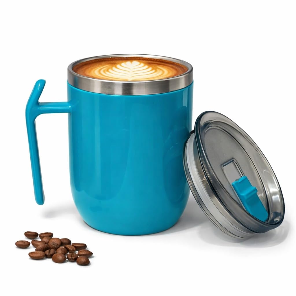 Stainless Steel Coffee Mug with Leakproof Lid, Double-Wall Insulation, Reusable Hot and Cold Beverages, Lightweight and Easy to Clean, Ideal for Office, Home, Outdoor Adventures, Daily Use, Comfortable Drinking Experience