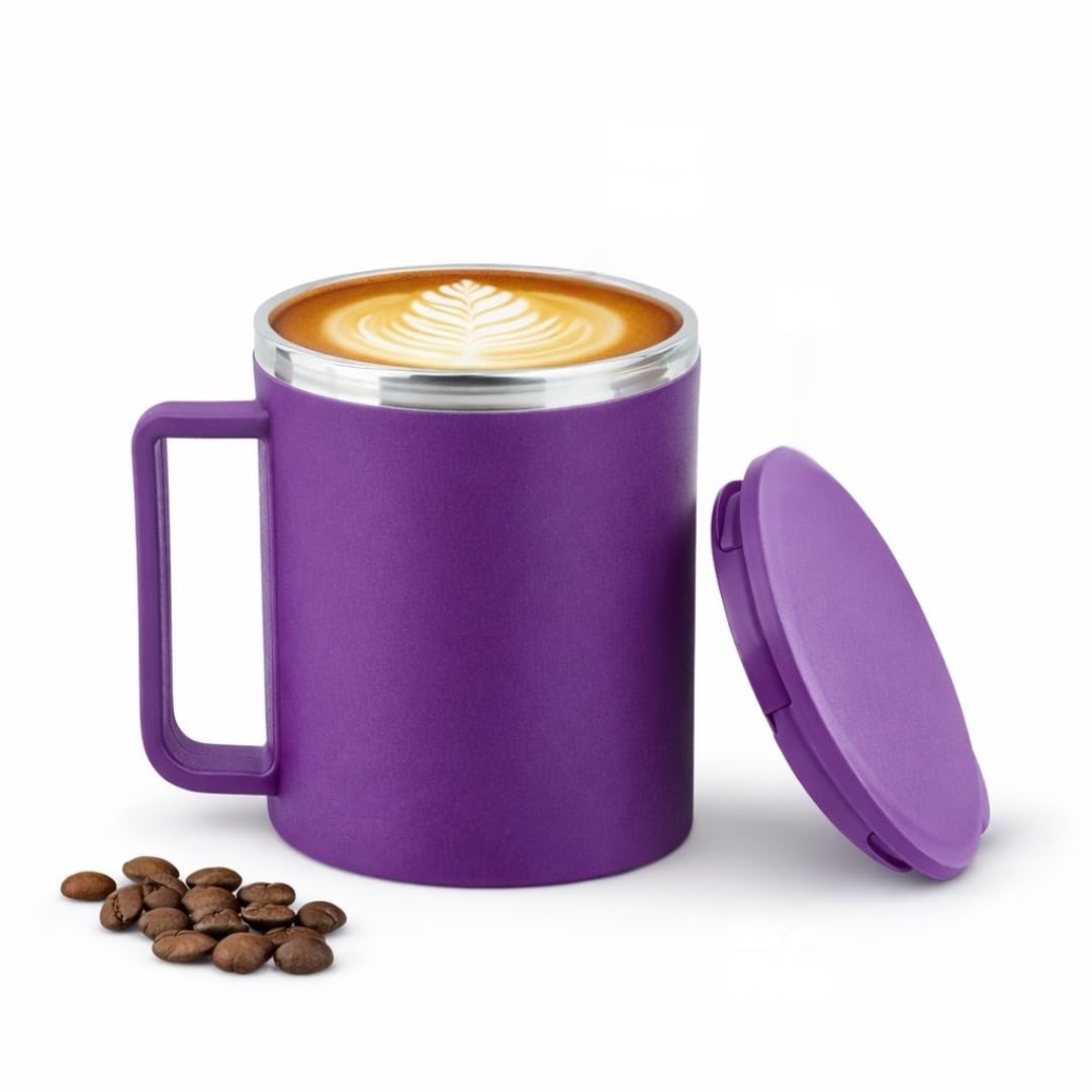 Stainless Steel Coffee Mug with Leakproof Lid, Double-Wall Insulation, Reusable Hot and Cold Beverages, Lightweight and Easy to Clean, Ideal for Office, Home, Outdoor Adventures, Daily Use, Comfortable Drinking Experience
