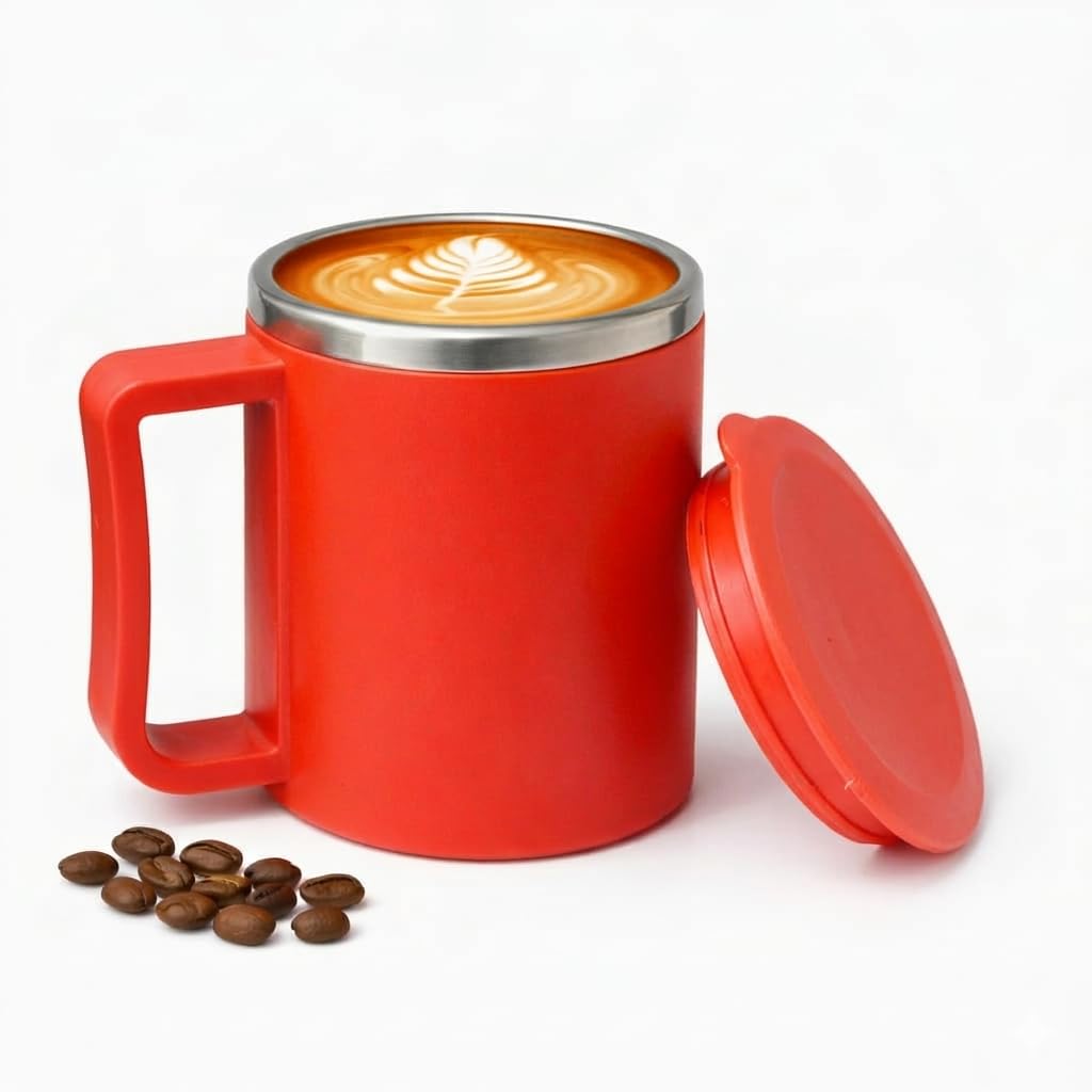 Stainless Steel Coffee Mug with Leakproof Lid, Double-Wall Insulation, Reusable Hot and Cold Beverages, Lightweight and Easy to Clean, Ideal for Office, Home, Outdoor Adventures, Daily Use, Comfortable Drinking Experience