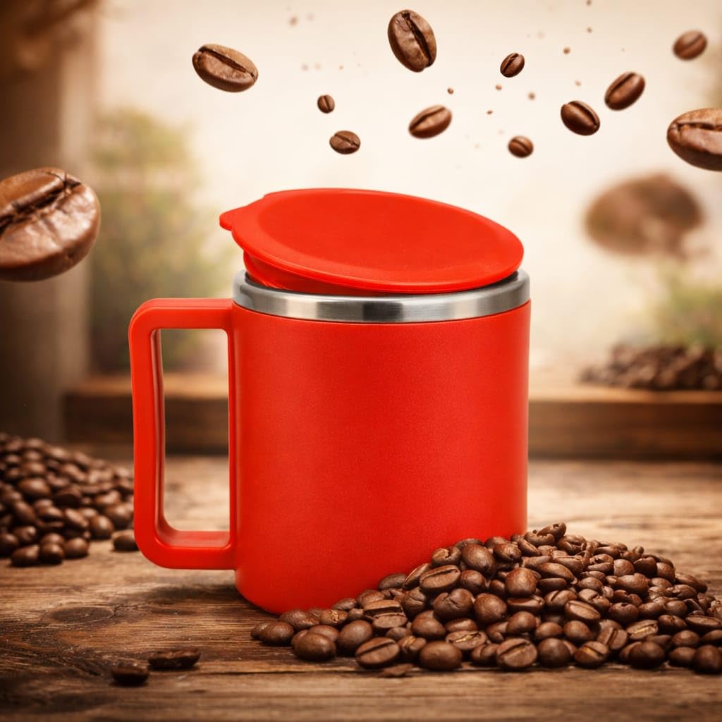 Stainless Steel Coffee Mug with Leakproof Lid, Double-Wall Insulation, Reusable Hot and Cold Beverages, Lightweight and Easy to Clean, Ideal for Office, Home, Outdoor Adventures, Daily Use, Comfortable Drinking Experience