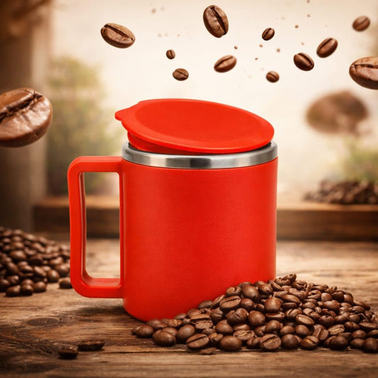 Stainless Steel Coffee Mug with Leakproof Lid, Double-Wall Insulation, Reusable Hot and Cold Beverages, Lightweight and Easy to Clean, Ideal for Office, Home, Outdoor Adventures, Daily Use, Comfortable Drinking Experience