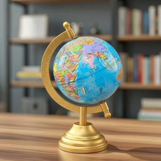 Globe Desk Organizer & Educational World Globe Premium Rotating Geographic Globe for Home, Office, Study Table, Classroom, Kids Learning & Decorative Display