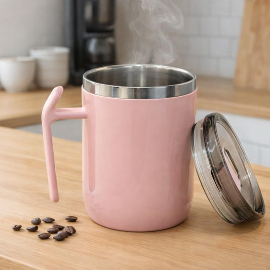 Stainless Steel Coffee Mug with Leakproof Lid, Double Wall Insulation, Reusable Hot and Cold Beverages, Lightweight and Easy to Clean, Ideal for Office, Home, Outdoor Adventures, Daily Use, Comfortable Drinking Experience