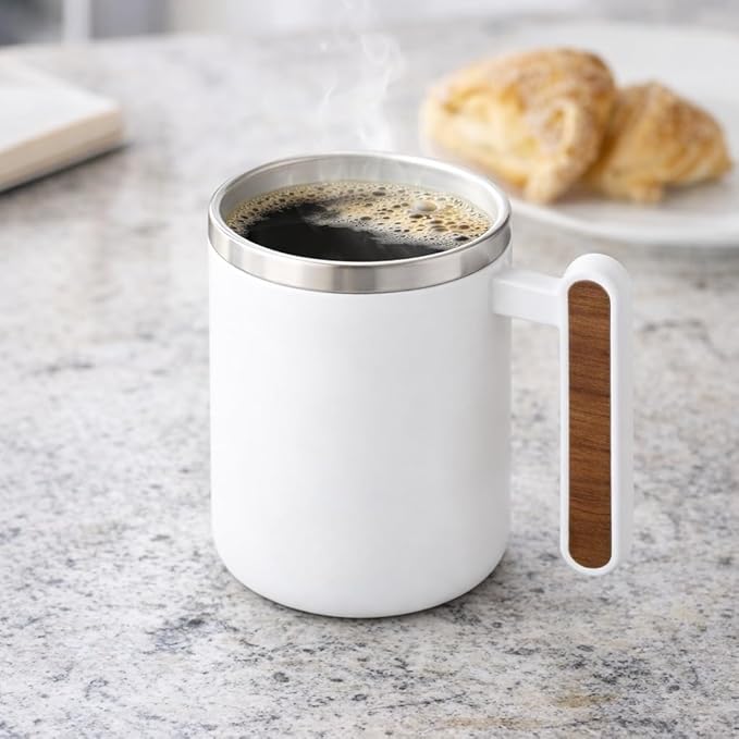 Stainless Steel Coffee Mug with Leakproof Lid, Double-Wall Insulation Hot and Cold Beverages, Lightweight and Easy to Clean, Ideal for Office, Home, Camping, Outdoor Adventures, Daily Use, Comfortable Drinking Experience