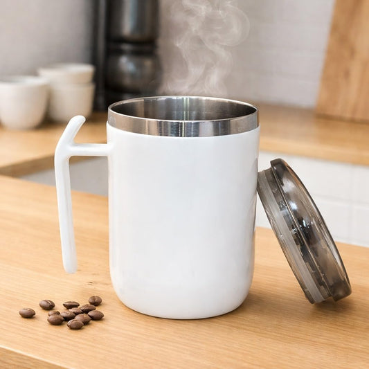 Stainless Steel Coffee Mug with Leakproof Lid, Double-Wall Insulation, Reusable Hot and Cold Beverages, Lightweight and Easy to Clean, Ideal for Office, Home, Outdoor Adventures, Daily Use, Comfortable Drinking Experience