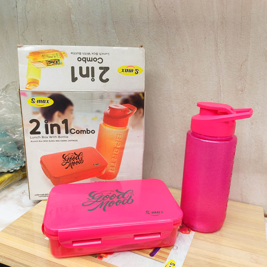Plastic Lunch Box with Water Bottle Set for everyday use. durable, lightweight this lunch box keeps meals organized while the matching water bottle ensures easy hydration. Ideal for school, office, travel, and picnics. Compact design, easy to carry,