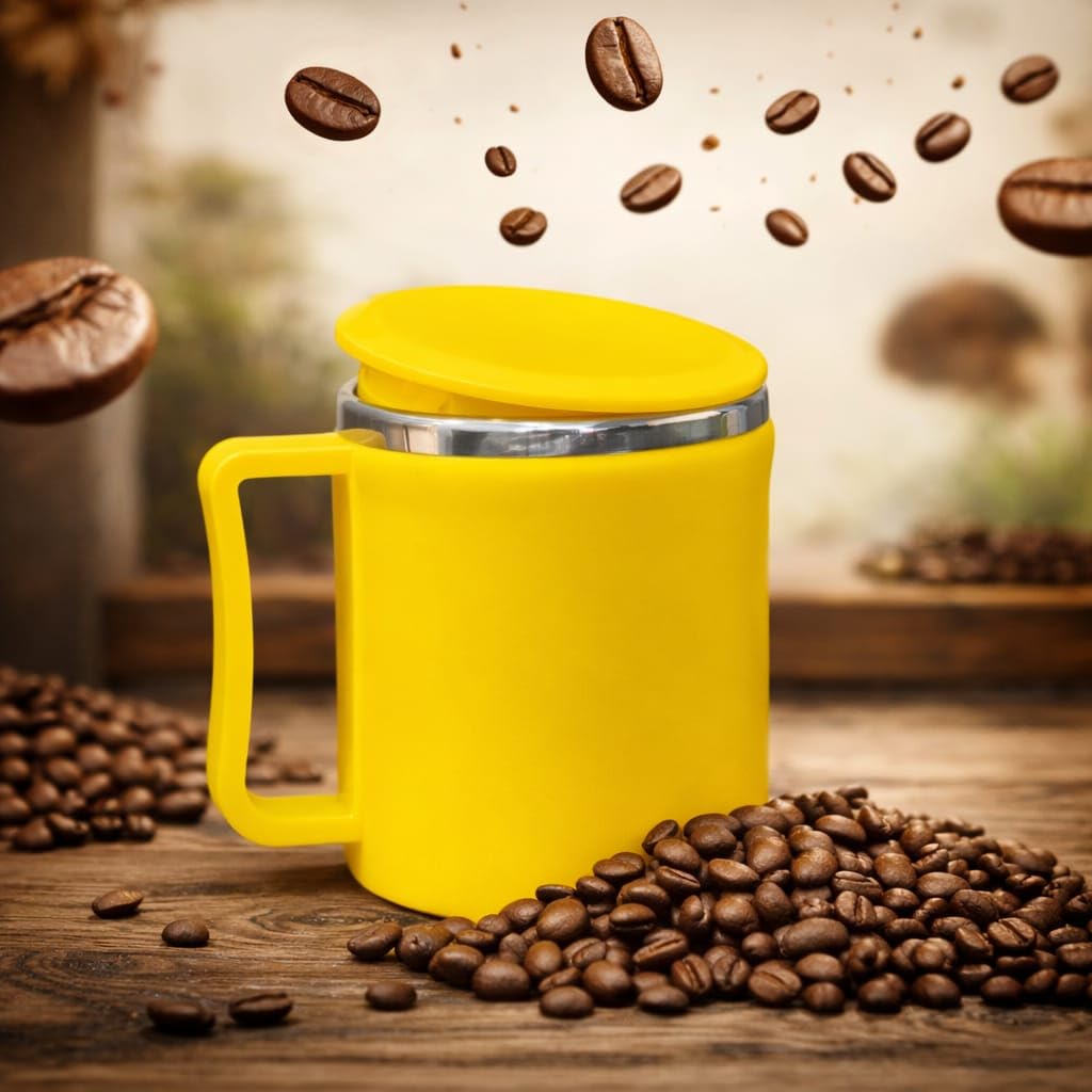Stainless Steel Coffee Mug with Leakproof Lid, Double-Wall Insulation, Reusable Hot and Cold Beverages, Lightweight and Easy to Clean, Ideal for Office, Home, Outdoor Adventures, Daily Use, Comfortable Drinking Experience