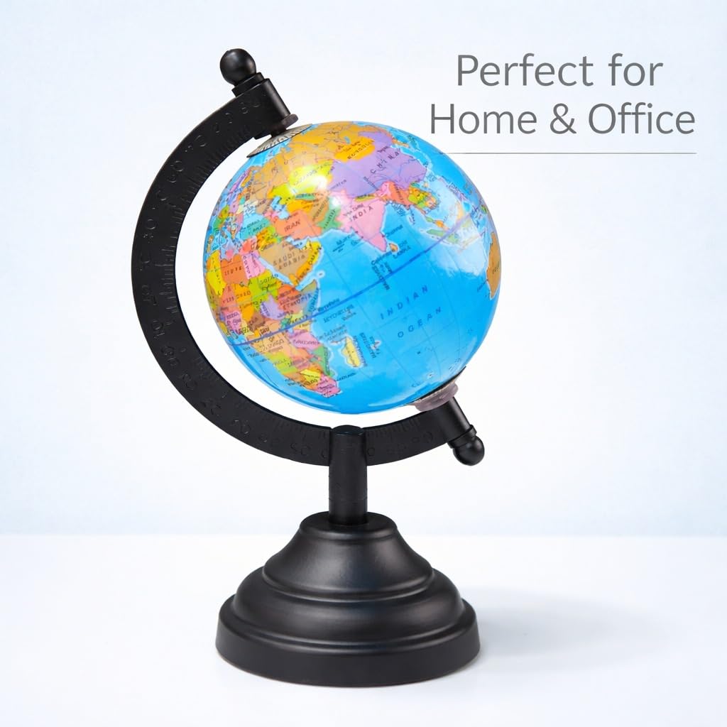Globe Desk Organizer & Educational World Globe – Premium Rotating Geographic Globe for Home, Office, Study Table, Classroom, Kids Learning & Decorative Display