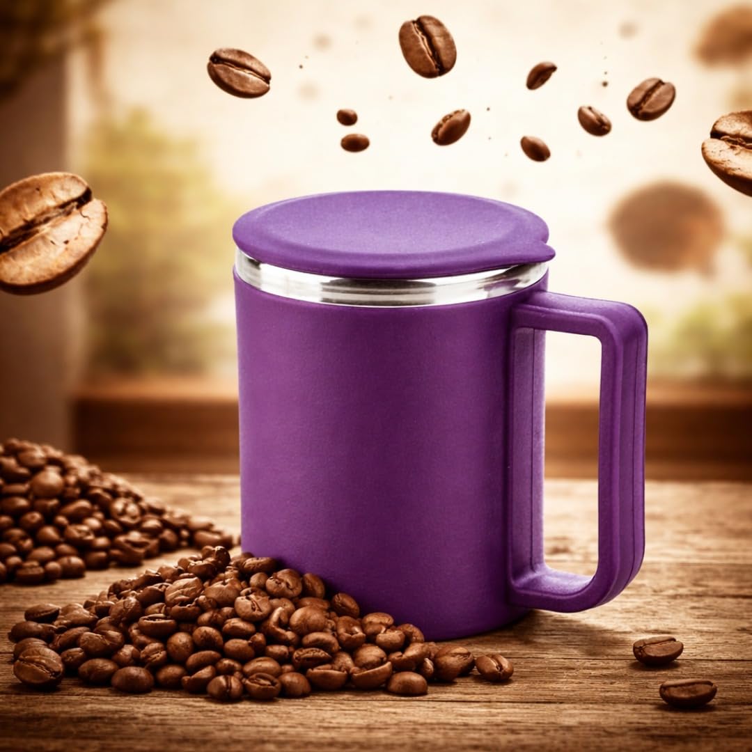 Stainless Steel Coffee Mug with Leakproof Lid, Double-Wall Insulation, Reusable Hot and Cold Beverages, Lightweight and Easy to Clean, Ideal for Office, Home, Outdoor Adventures, Daily Use, Comfortable Drinking Experience