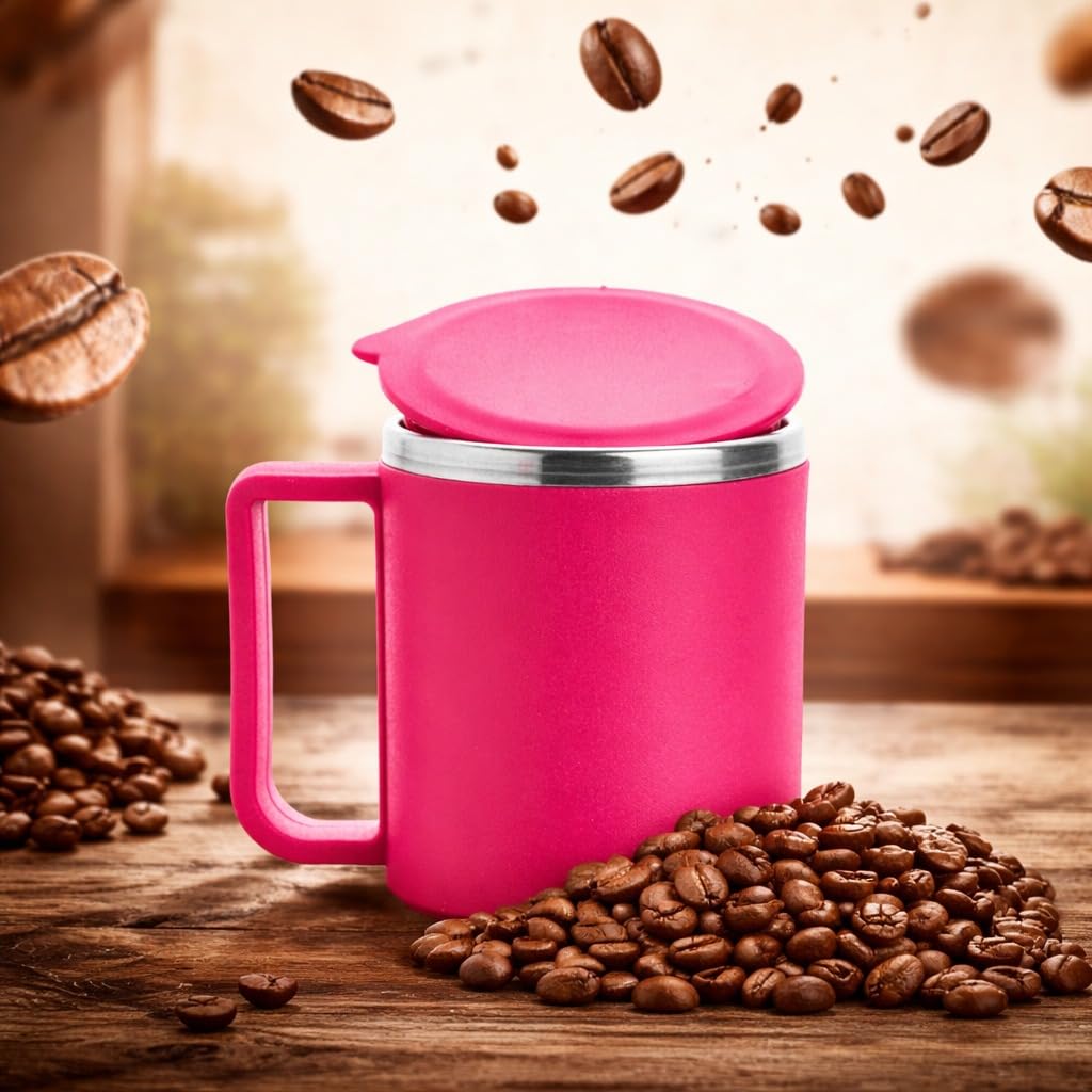 Stainless Steel Coffee Mug with Leakproof Lid, Double-Wall Insulation, Reusable Hot and Cold Beverages, Lightweight and Easy to Clean, Ideal for Office, Home, Outdoor Adventures, Daily Use, Comfortable Drinking Experience