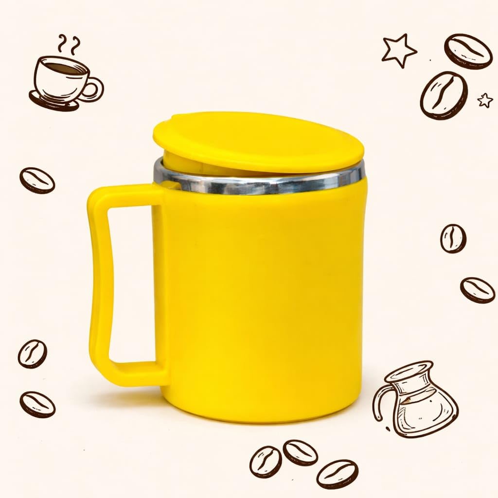 Stainless Steel Coffee Mug with Leakproof Lid, Double-Wall Insulation, Reusable Hot and Cold Beverages, Lightweight and Easy to Clean, Ideal for Office, Home, Outdoor Adventures, Daily Use, Comfortable Drinking Experience