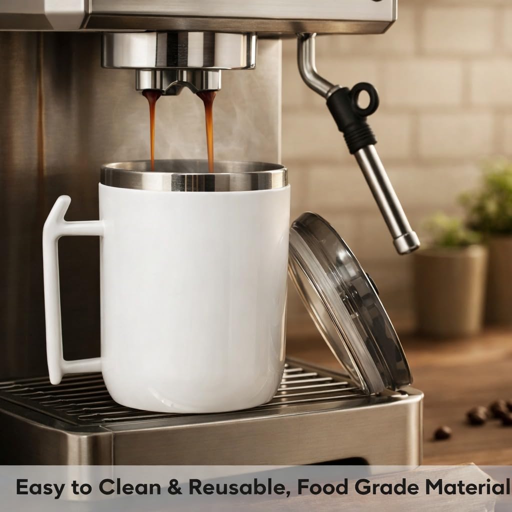 Stainless Steel Coffee Mug with Leakproof Lid, Double-Wall Insulation, Reusable Hot and Cold Beverages, Lightweight and Easy to Clean, Ideal for Office, Home, Outdoor Adventures, Daily Use, Comfortable Drinking Experience