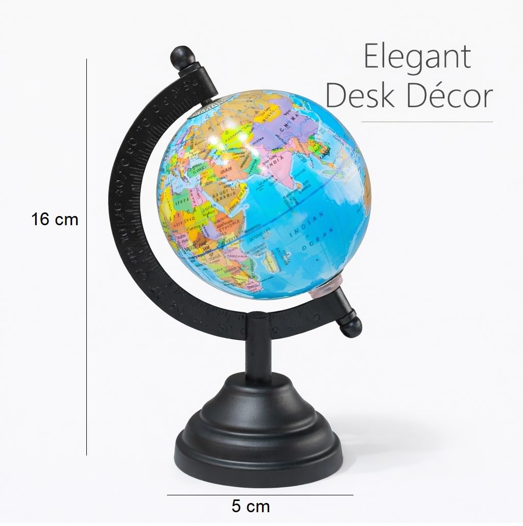 Globe Desk Organizer & Educational World Globe – Premium Rotating Geographic Globe for Home, Office, Study Table, Classroom, Kids Learning & Decorative Display