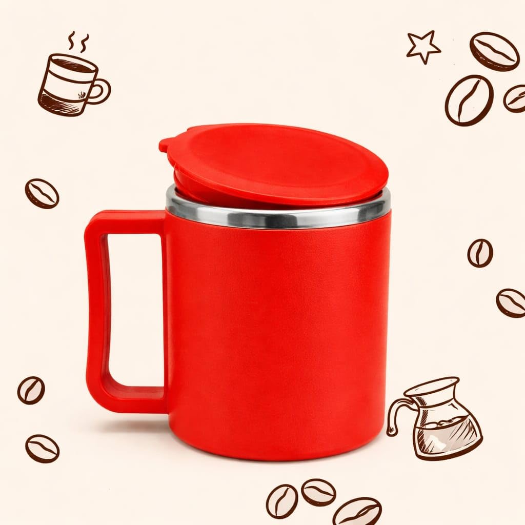 Stainless Steel Coffee Mug with Leakproof Lid, Double-Wall Insulation, Reusable Hot and Cold Beverages, Lightweight and Easy to Clean, Ideal for Office, Home, Outdoor Adventures, Daily Use, Comfortable Drinking Experience