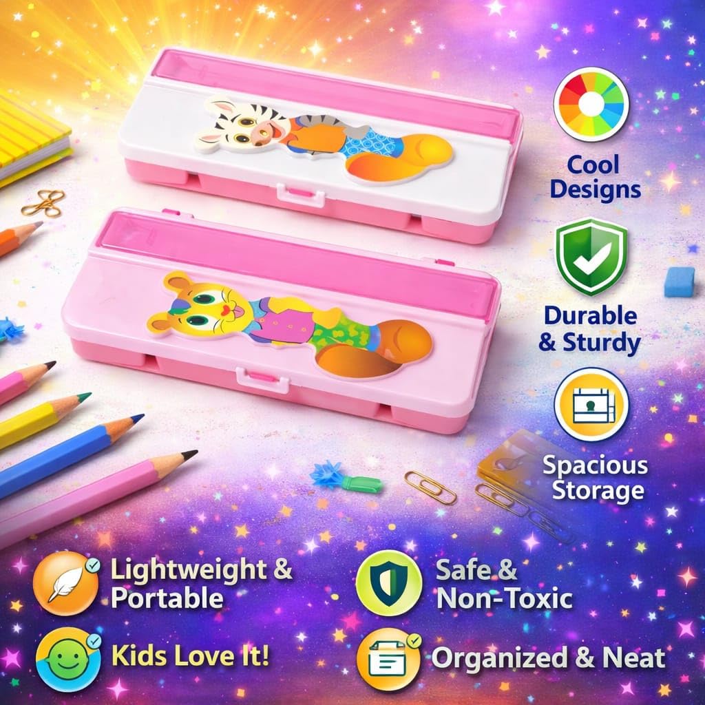 Premium Pencil Box for Kids, Durable School Stationery Organizer with Spacious Compartments, Lightweight Design, Secure Closure, Attractive Colors, Easy to Carry, Ideal for Students, Office Use, Art Supplies, Travel, Classroom, Storage, Multipurpose Case