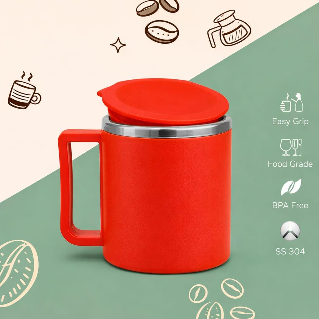 Stainless Steel Coffee Mug with Leakproof Lid, Double-Wall Insulation, Reusable Hot and Cold Beverages, Lightweight and Easy to Clean, Ideal for Office, Home, Outdoor Adventures, Daily Use, Comfortable Drinking Experience