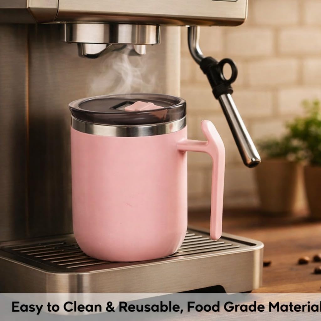 Stainless Steel Coffee Mug with Leakproof Lid, Double Wall Insulation, Reusable Hot and Cold Beverages, Lightweight and Easy to Clean, Ideal for Office, Home, Outdoor Adventures, Daily Use, Comfortable Drinking Experience
