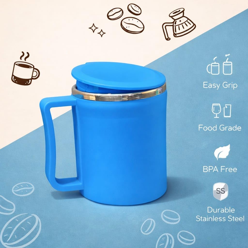 Stainless Steel Coffee Mug with Leakproof Lid, Double-Wall Insulation, Reusable Hot and Cold Beverages, Lightweight and Easy to Clean, Ideal for Office, Home, Outdoor Adventures, Daily Use, Comfortable Drinking Experience