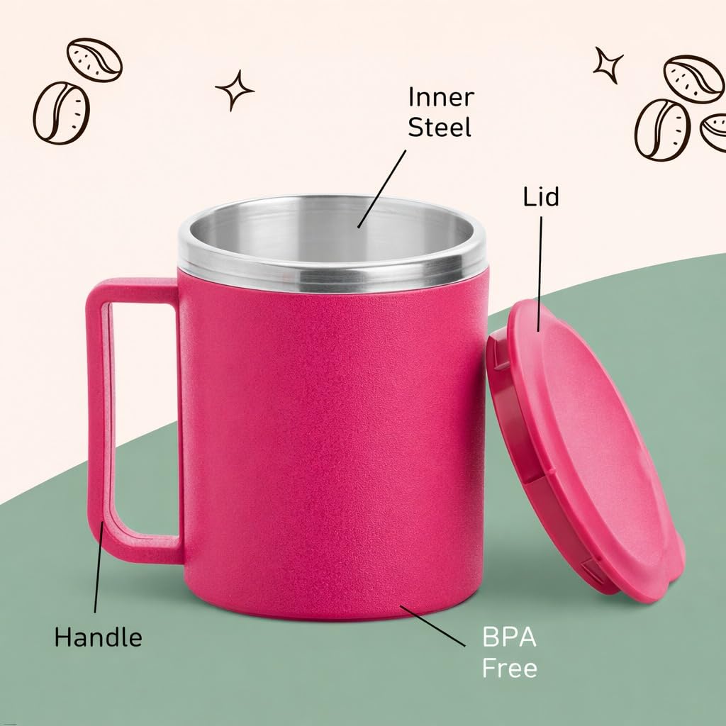 Stainless Steel Coffee Mug with Leakproof Lid, Double-Wall Insulation, Reusable Hot and Cold Beverages, Lightweight and Easy to Clean, Ideal for Office, Home, Outdoor Adventures, Daily Use, Comfortable Drinking Experience