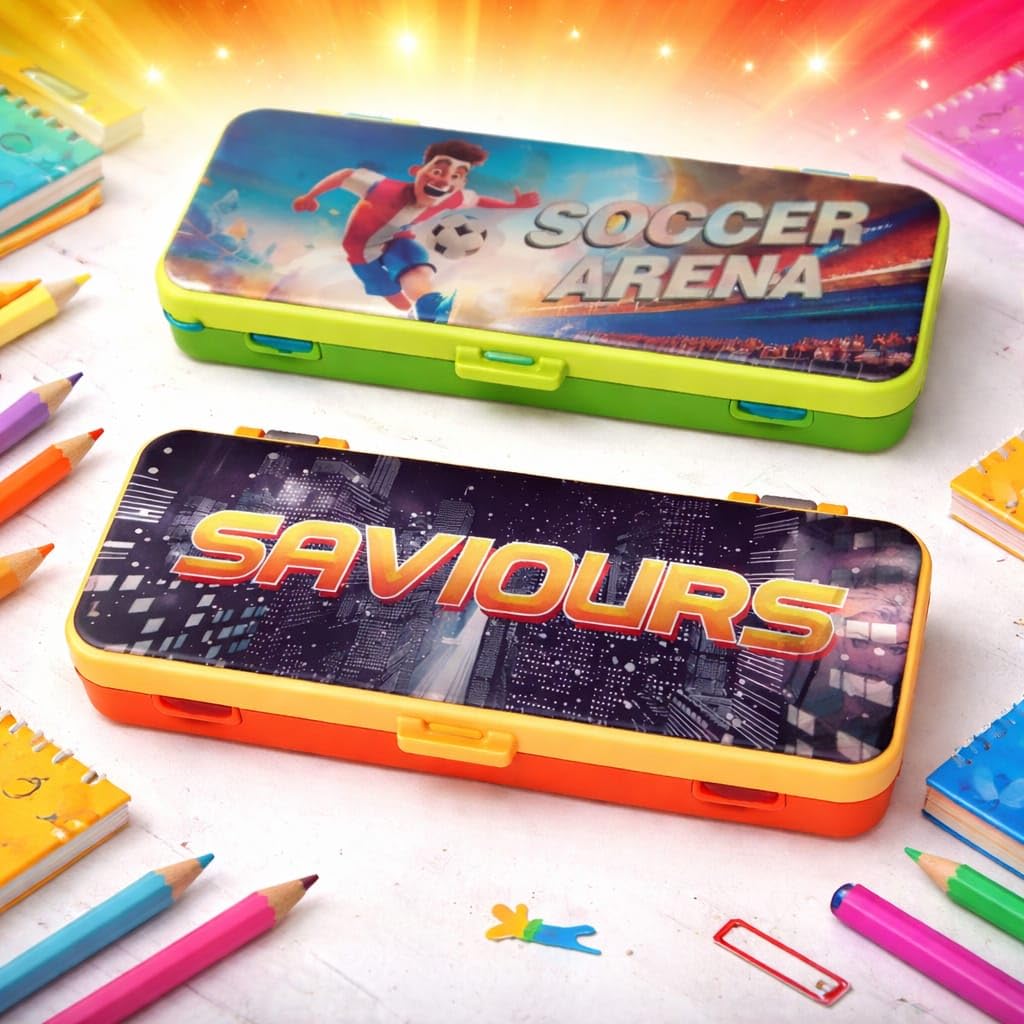Plastic Pencil Box for Kids, Durable School Stationery Organizer with Spacious Compartments, Lightweight Design, Secure Closure, Attractive Colors, Easy to Carry, Ideal for Students, Office Use, Art Supplies, Travel, Classroom, Storage, Multipurpose Case