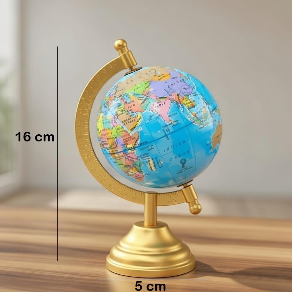Globe Desk Organizer & Educational World Globe Premium Rotating Geographic Globe for Home, Office, Study Table, Classroom, Kids Learning & Decorative Display