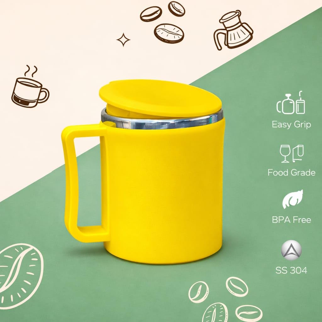 Stainless Steel Coffee Mug with Leakproof Lid, Double-Wall Insulation, Reusable Hot and Cold Beverages, Lightweight and Easy to Clean, Ideal for Office, Home, Outdoor Adventures, Daily Use, Comfortable Drinking Experience