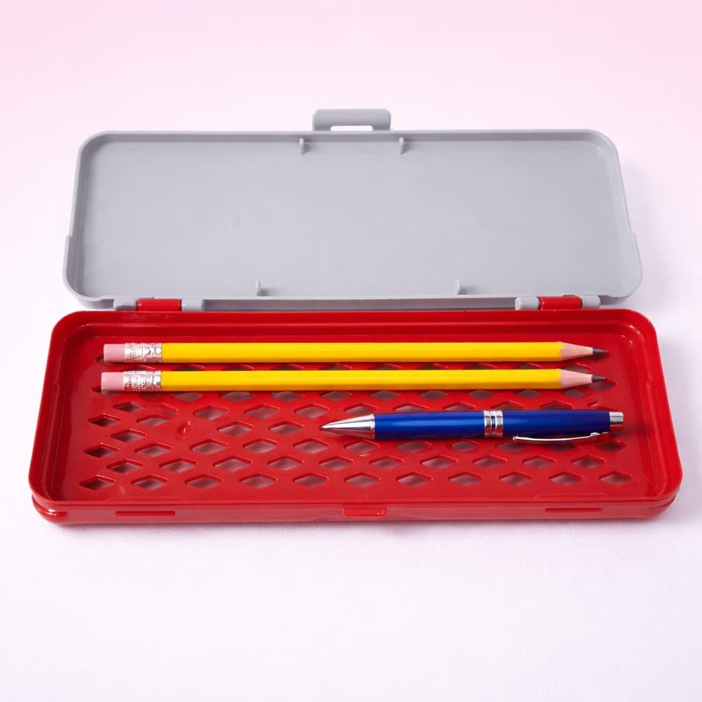 Plastic Pencil Box for Kids, Durable School Stationery Organizer with Spacious Compartments, Lightweight Design, Secure Closure, Attractive Colors, Easy to Carry, Ideal for Students, Office Use, Art Supplies, Travel, Classroom, Storage, Multipurpose Case