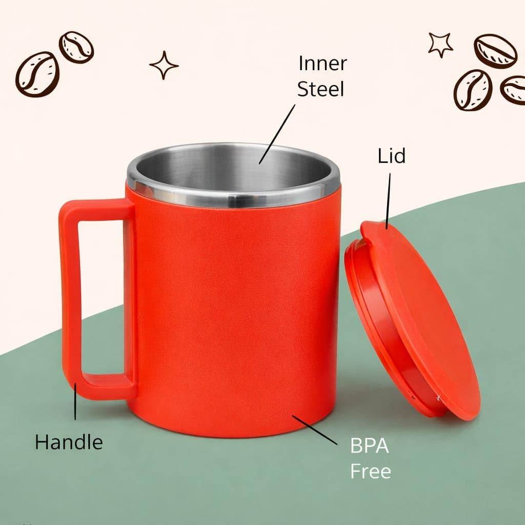 Stainless Steel Coffee Mug with Leakproof Lid, Double-Wall Insulation, Reusable Hot and Cold Beverages, Lightweight and Easy to Clean, Ideal for Office, Home, Outdoor Adventures, Daily Use, Comfortable Drinking Experience