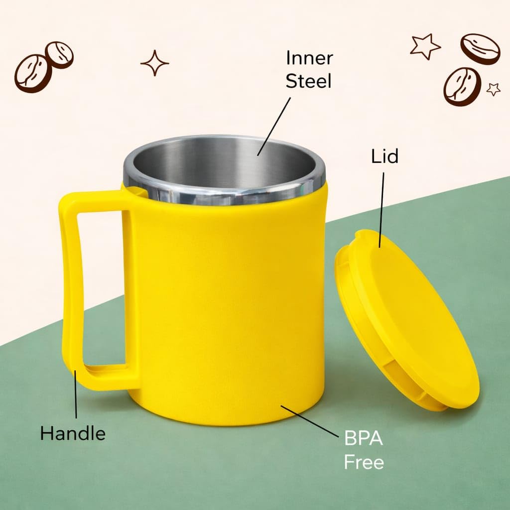 Stainless Steel Coffee Mug with Leakproof Lid, Double-Wall Insulation, Reusable Hot and Cold Beverages, Lightweight and Easy to Clean, Ideal for Office, Home, Outdoor Adventures, Daily Use, Comfortable Drinking Experience