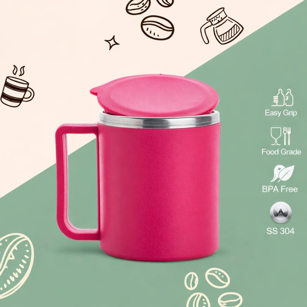 Stainless Steel Coffee Mug with Leakproof Lid, Double-Wall Insulation, Reusable Hot and Cold Beverages, Lightweight and Easy to Clean, Ideal for Office, Home, Outdoor Adventures, Daily Use, Comfortable Drinking Experience