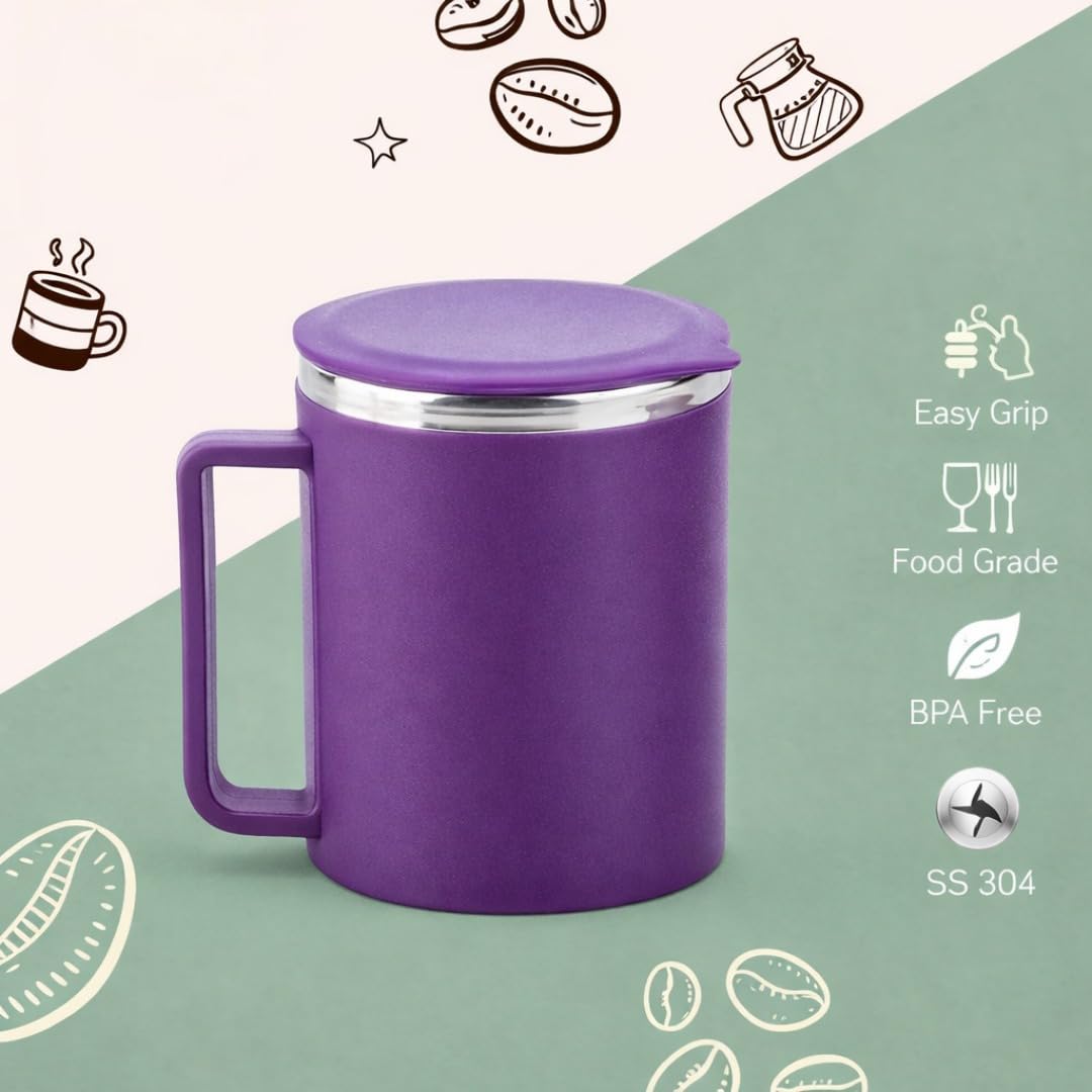 Stainless Steel Coffee Mug with Leakproof Lid, Double-Wall Insulation, Reusable Hot and Cold Beverages, Lightweight and Easy to Clean, Ideal for Office, Home, Outdoor Adventures, Daily Use, Comfortable Drinking Experience