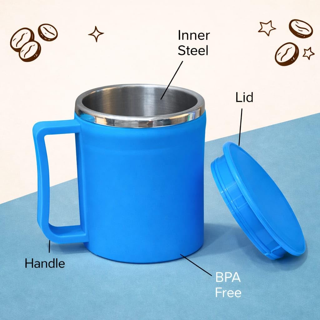 Stainless Steel Coffee Mug with Leakproof Lid, Double-Wall Insulation, Reusable Hot and Cold Beverages, Lightweight and Easy to Clean, Ideal for Office, Home, Outdoor Adventures, Daily Use, Comfortable Drinking Experience