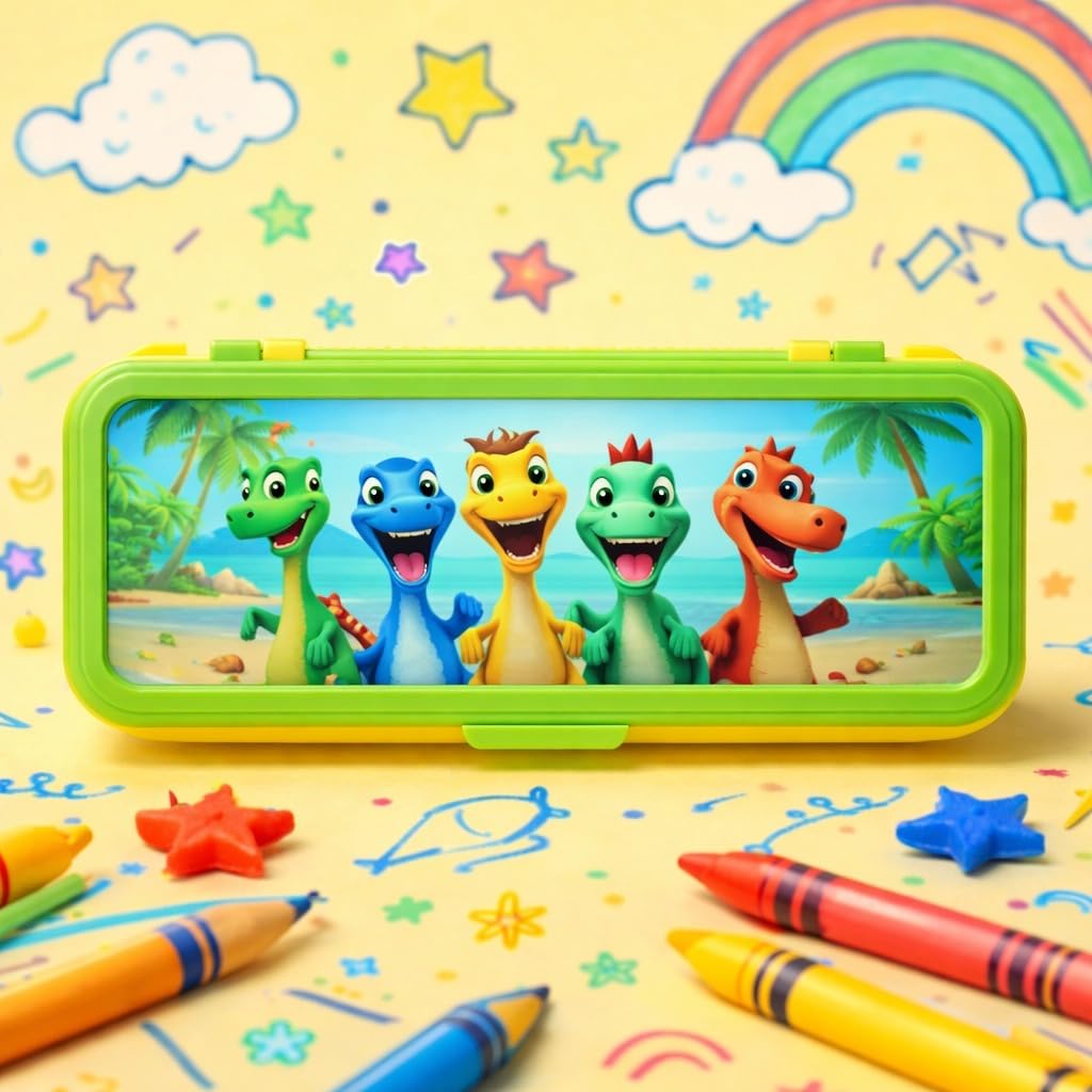 Plastic Pencil Box for Kids, Durable School Stationery Organizer with Spacious Compartments, Lightweight Design, Secure Closure, Attractive Colors, Easy to Carry, Ideal for Students, Office Use, Art Supplies, Travel, Classroom, Storage, Multipurpose Case