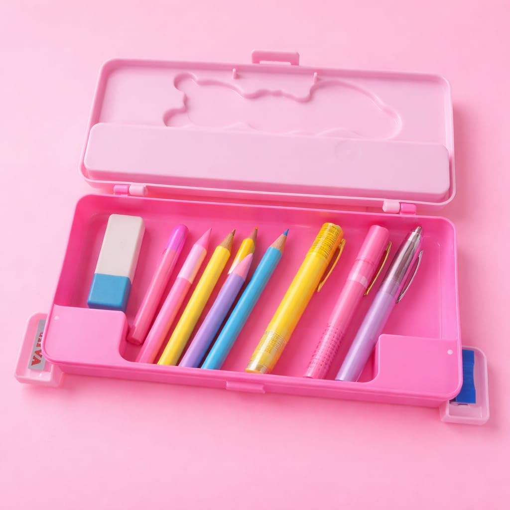Premium Pencil Box for Kids, Durable School Stationery Organizer with Spacious Compartments, Lightweight Design, Secure Closure, Attractive Colors, Easy to Carry, Ideal for Students, Office Use, Art Supplies, Travel, Classroom, Storage, Multipurpose Case