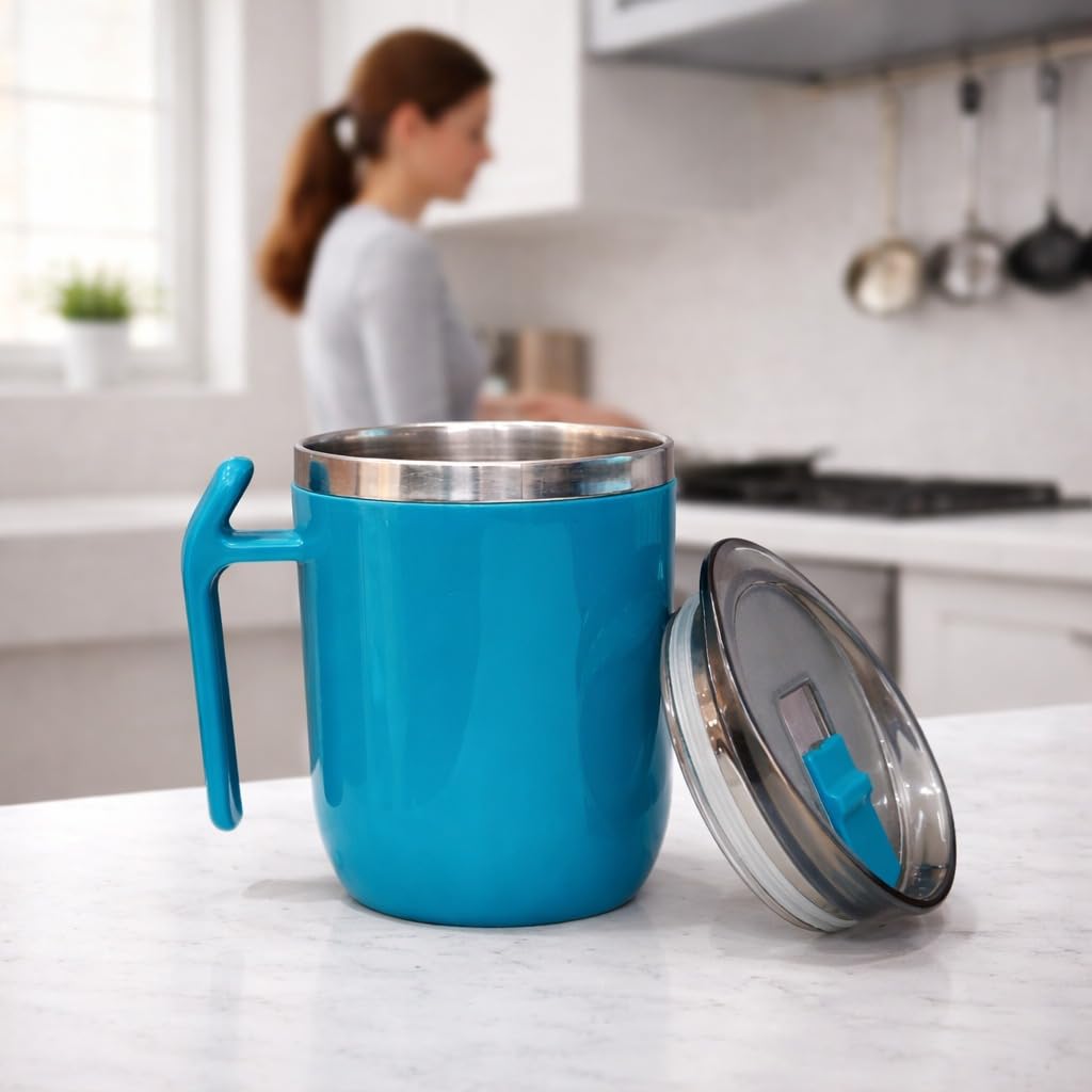 Stainless Steel Coffee Mug with Leakproof Lid, Double-Wall Insulation, Reusable Hot and Cold Beverages, Lightweight and Easy to Clean, Ideal for Office, Home, Outdoor Adventures, Daily Use, Comfortable Drinking Experience