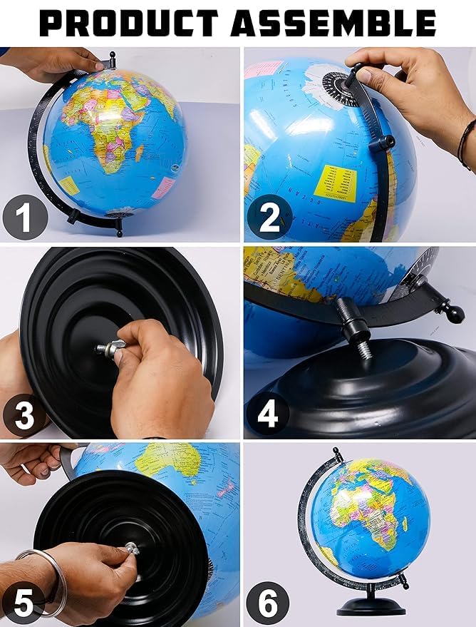 Globe Desk Organizer & Educational World Globe – Premium Rotating Geographic Globe for Home, Office, Study Table, Classroom, Kids Learning & Decorative Display