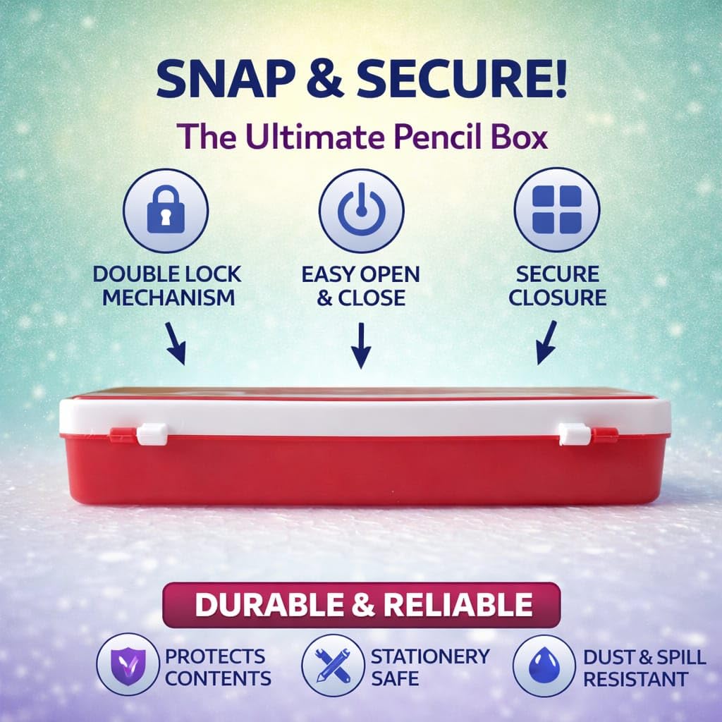 Premium Pencil Box for Kids, Durable School Stationery Organizer with Spacious Compartments, Lightweight Design, Secure Closure, Attractive Colors, Easy to Carry, Ideal for Students, Office Use, Art Supplies, Travel, Classroom, Storage, Multipurpose Case