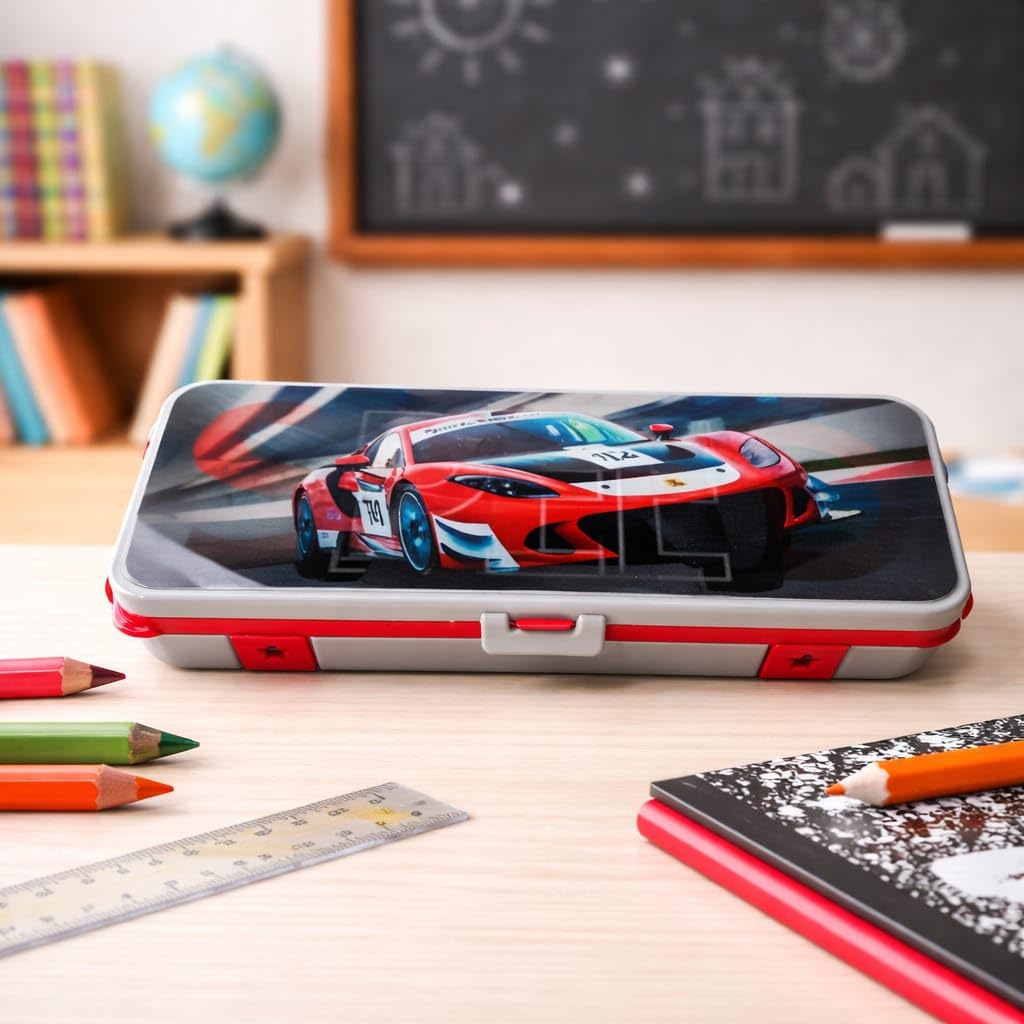 Plastic Pencil Box for Kids, Durable School Stationery Organizer with Spacious Compartments, Lightweight Design, Secure Closure, Attractive Colors, Easy to Carry, Ideal for Students, Office Use, Art Supplies, Travel, Classroom, Storage, Multipurpose Case