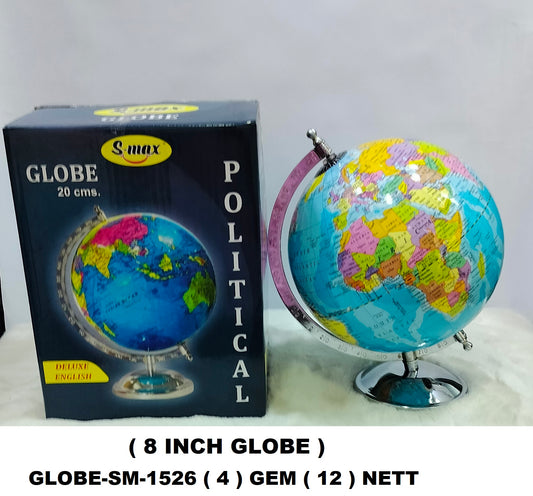 8 Inch Globe Desk Organizer & Educational World Globe – Premium Rotating Geographic Globe for Home, Office, Study Table, Classroom, Kids Learning & Decorative Display