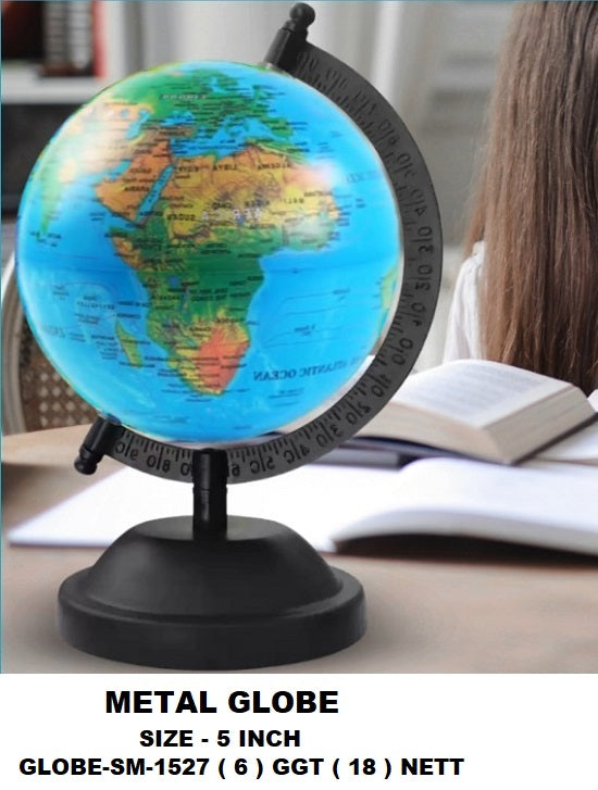 5 inch Globe Desk Organizer & Educational World Globe – Premium Rotating Geographic Globe for Home, Office, Study Table, Classroom, Kids Learning & Decorative Display