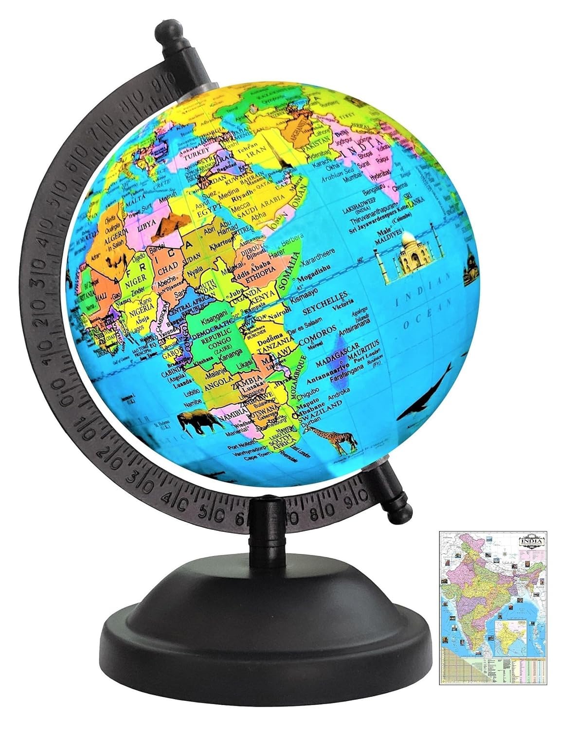 Globe Desk Organizer & Educational World Globe – Premium Rotating Geographic Globe for Home, Office, Study Table, Classroom, Kids Learning & Decorative Display