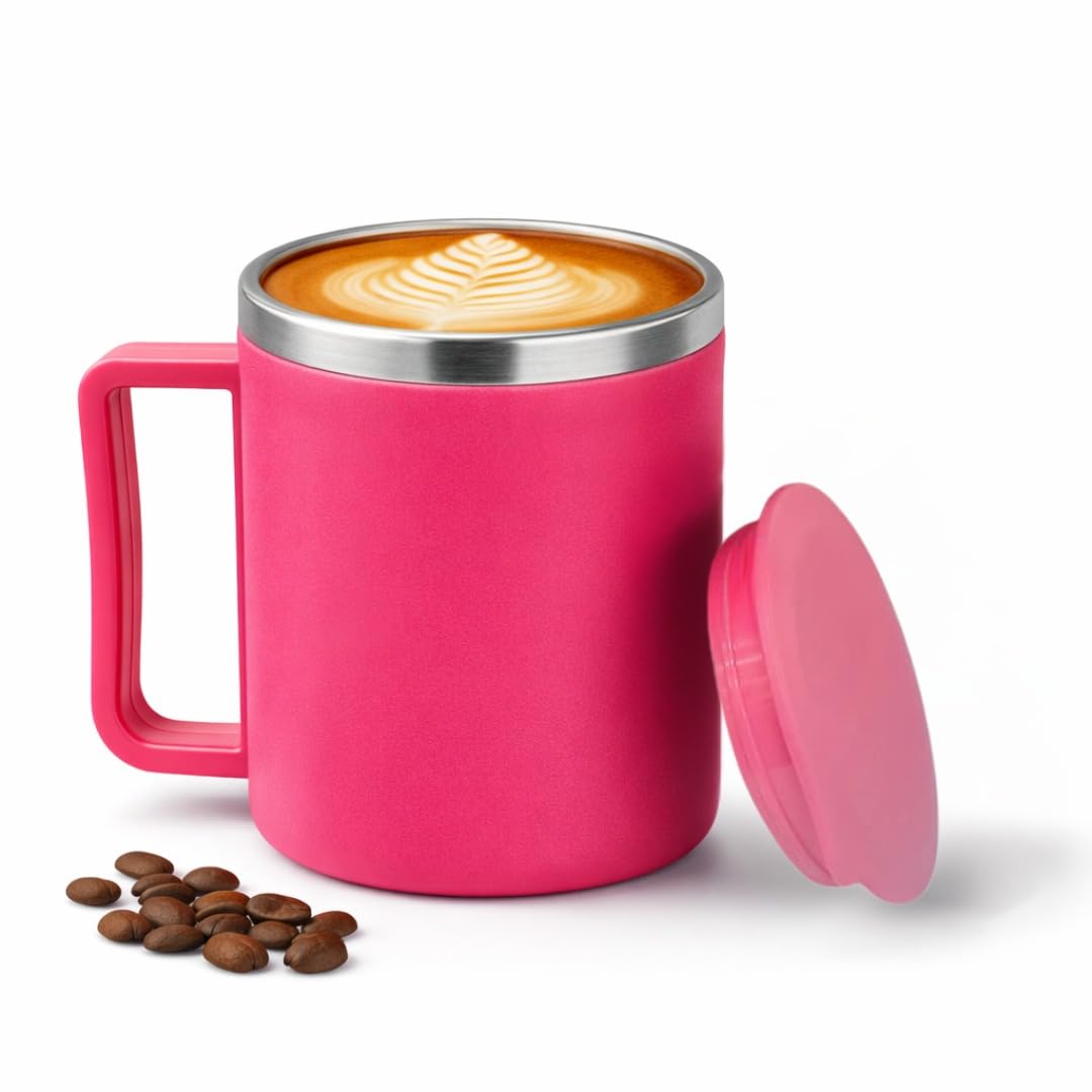 Stainless Steel Coffee Mug with Leakproof Lid, Double-Wall Insulation, Reusable Hot and Cold Beverages, Lightweight and Easy to Clean, Ideal for Office, Home, Outdoor Adventures, Daily Use, Comfortable Drinking Experience