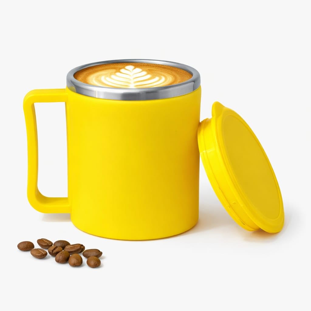 Stainless Steel Coffee Mug with Leakproof Lid, Double-Wall Insulation, Reusable Hot and Cold Beverages, Lightweight and Easy to Clean, Ideal for Office, Home, Outdoor Adventures, Daily Use, Comfortable Drinking Experience