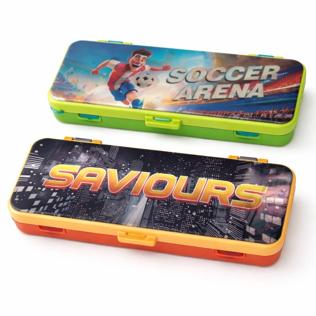 Plastic Pencil Box for Kids, Durable School Stationery Organizer with Spacious Compartments, Lightweight Design, Secure Closure, Attractive Colors, Easy to Carry, Ideal for Students, Office Use, Art Supplies, Travel, Classroom, Storage, Multipurpose Case