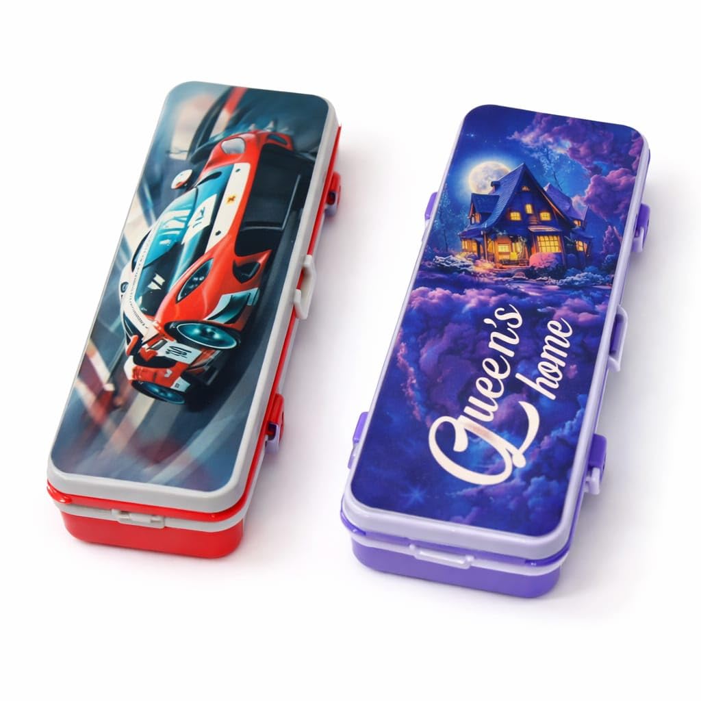 Plastic Pencil Box for Kids, Durable School Stationery Organizer with Spacious Compartments, Lightweight Design, Secure Closure, Attractive Colors, Easy to Carry, Ideal for Students, Office Use, Art Supplies, Travel, Classroom, Storage, Multipurpose Case